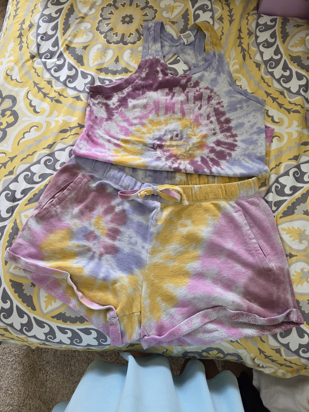 PINK Victoria's Secret Pastel Tie-Dye Lounge Set - Purple, Pink, Yellow